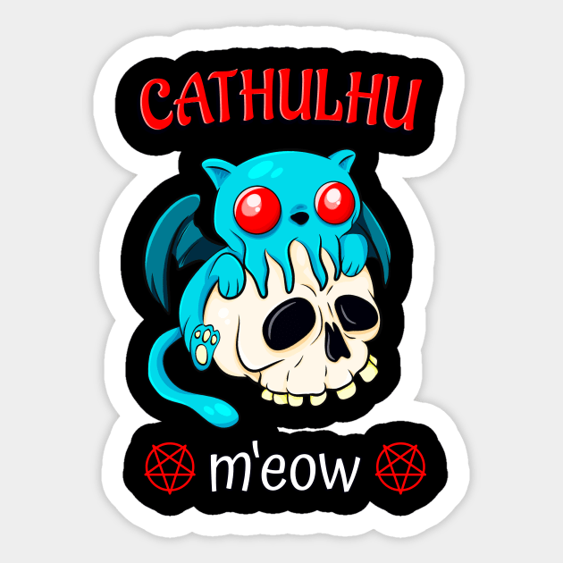 Cthulhu Cat Funny Horror Kawaii Cathulhu M'Eow Sticker by Foxxy Merch